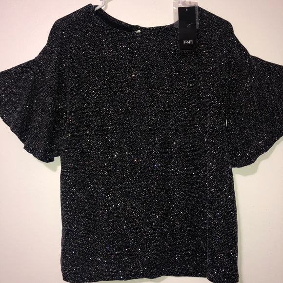 F&F Tops - F&F black sparkly key hole back top size 6